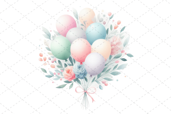 Download Festive Watercolor Balloon Bouquet - Festive watercolor Collection