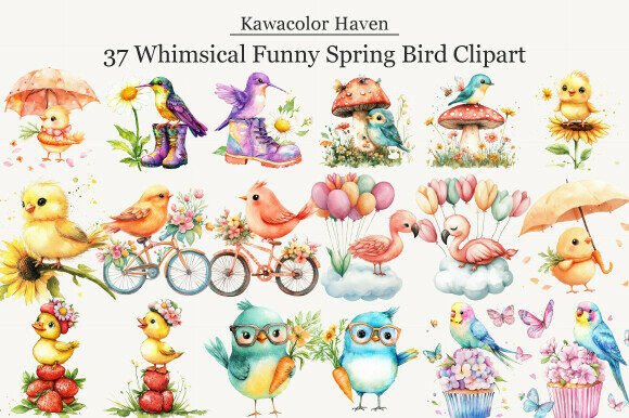 Download Whimsical Funny Spring Bird Clipart - Bird clipart Collection