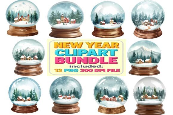 Download New Year Snow Globe Clipart PNG Bundle | - Snow globe clipart Collection