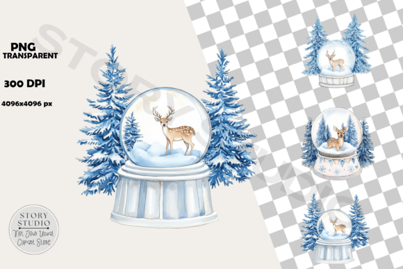 Download Winter Deer Snow Globe Clipart Set - Snow globe clipart Collection