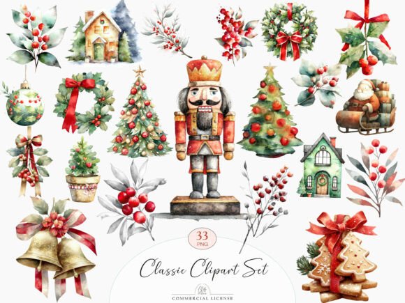 Download 33 PNG Classic Christmas Clipart Set - Classic christmas clipart Collection