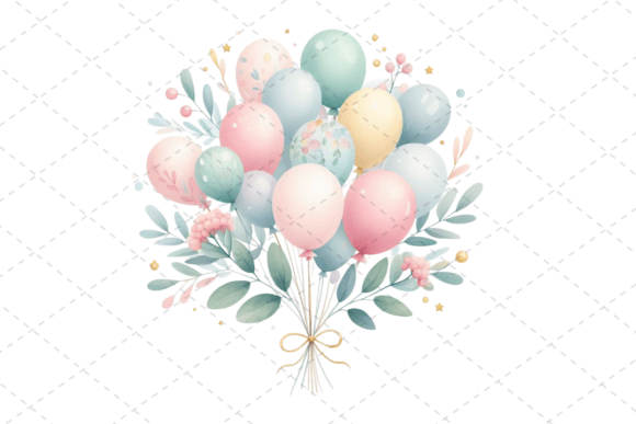 Download Festive Watercolor Balloon Bouquet - Festive watercolor Collection
