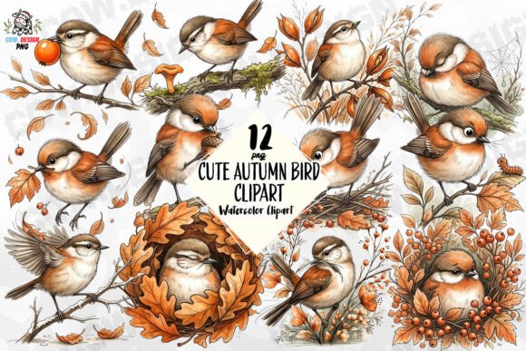 Download Cute Autumn Bird Clipart PNG - Bird clipart Collection