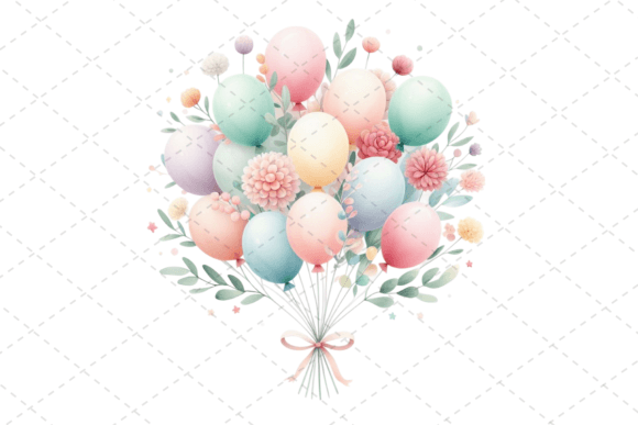 Download Festive Watercolor Balloon Bouquet - Festive watercolor Collection