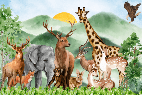 Download Watercolor Wildlife Clipart - Wild Collection