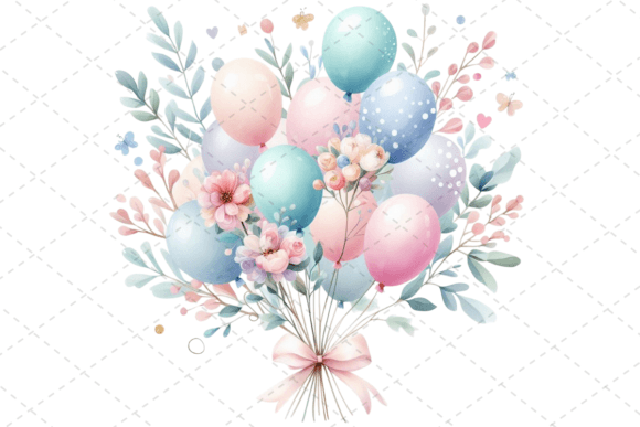 Download Festive Watercolor Balloon Bouquet - Festive watercolor Collection