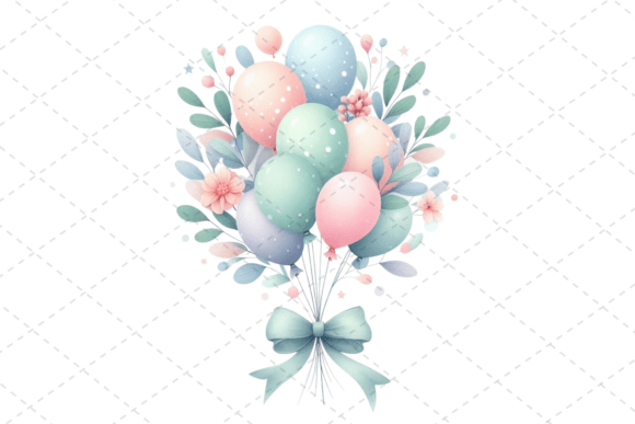 Download Festive Watercolor Balloon Bouquet - Festive watercolor Collection