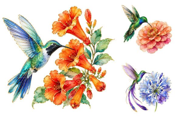 Download Watercolor Floral Hummingbird Clipart - Bird clipart Collection