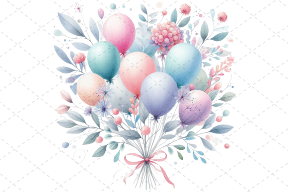 Download Festive Watercolor Balloon Bouquet - Festive watercolor Collection