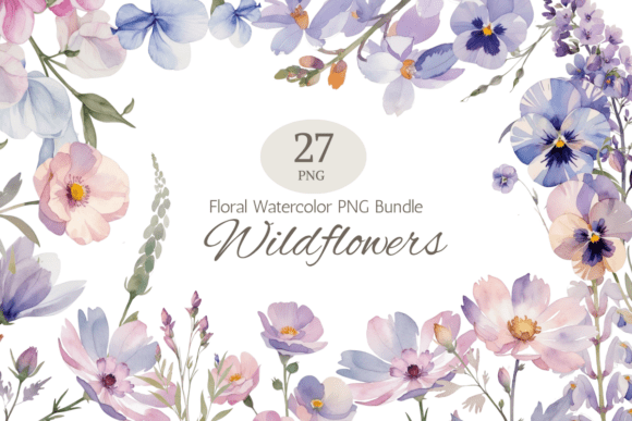 Download Garden Wildflowers Watercolor Clipart - Wild Collection