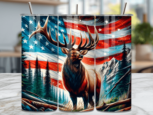 Download American Flag Elk Wildlife Art Tumbler - Wild Collection