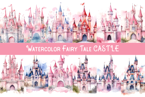 Download Watercolor Fairy Tale Castle Sublimation - Watercolor fairy tale Collection