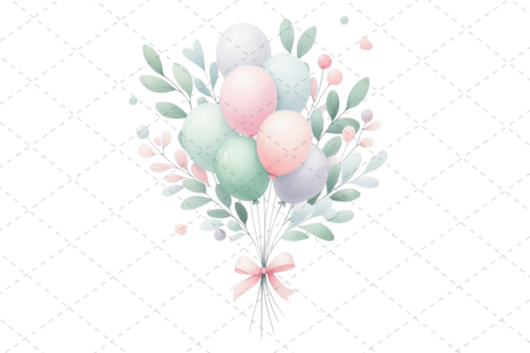 Download Festive Watercolor Balloon Bouquet - Festive watercolor Collection