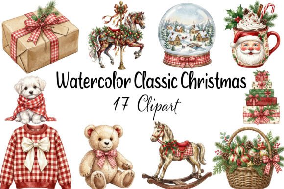 Download Watercolor Classic Christmas Clipart - Classic christmas clipart Collection